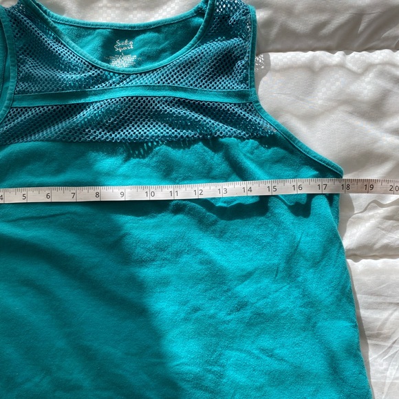 Mesh Cotton Teal Yoga Top - Picture 4 of 5